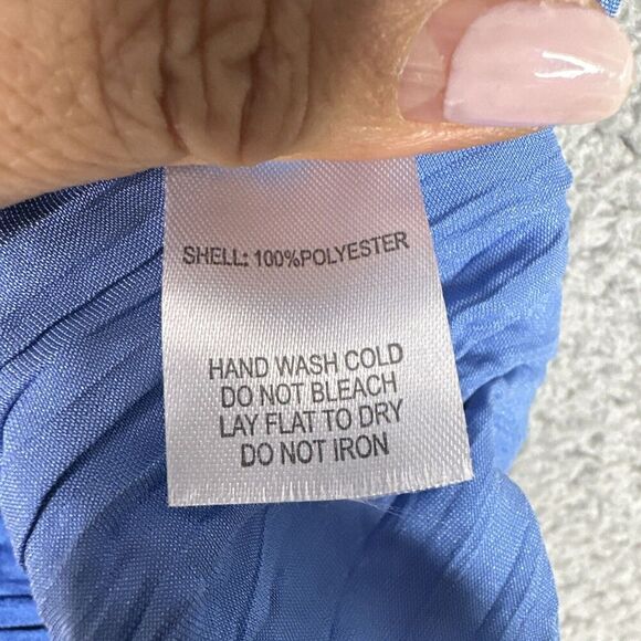 HOUSE OF HARLOW 1960 Satin Pants Wide Leg‎ Blue  Size Medium Elastic Waist NWOT - Picture 9 of 10